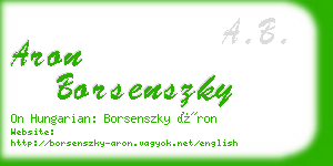 aron borsenszky business card